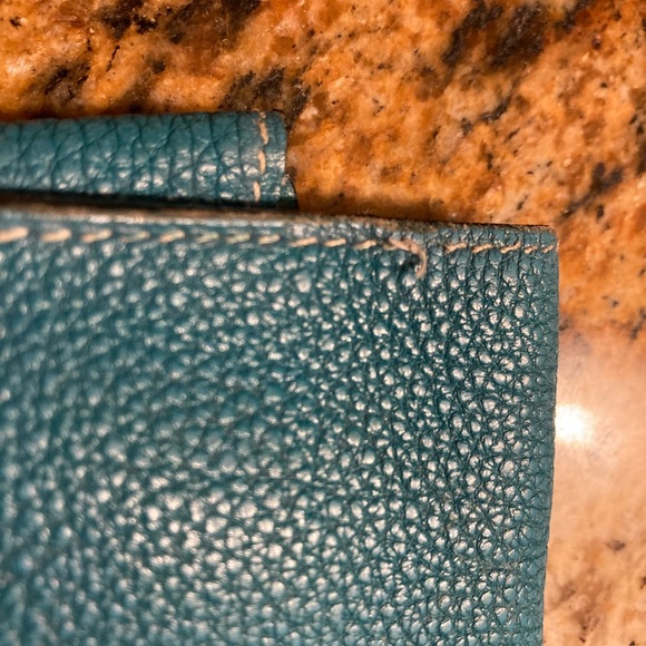 Hermes Turquoise Pebbled Leather Wallet - Picture 5 of 6